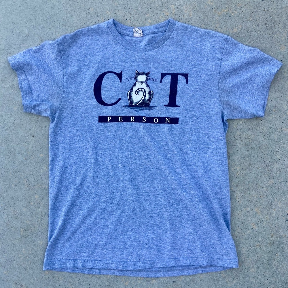 Vintage Delta Gray Cat Person Graphic T-Shirt